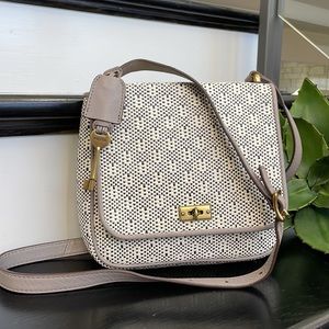 Fossil Cream and Brown Crossbody Bag
